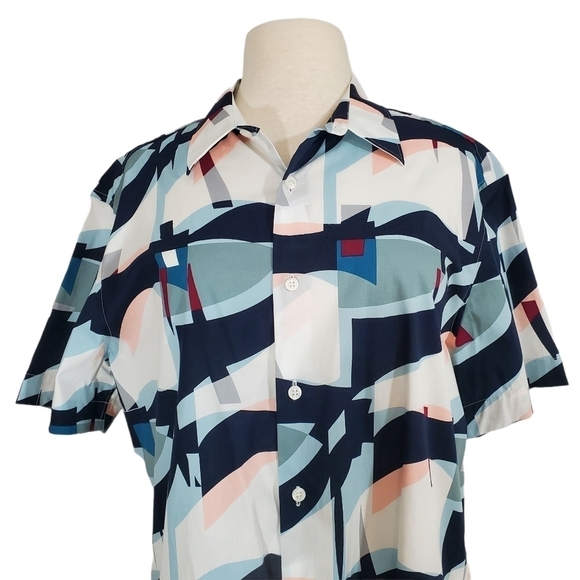 Perry Ellis Art Deco Geometric Button Down Shirt - Picture 2 of 7